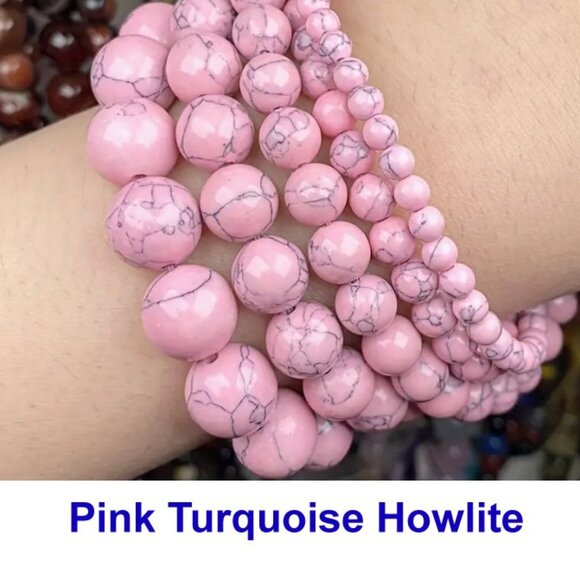 Dark Pink Turquoise Howlite  Natural Stone15" Strand - Picture 2 of 2